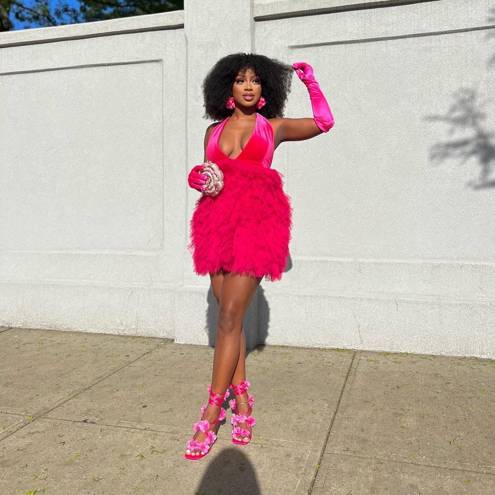 HOT PINK VELVET AND TULLE DRESS